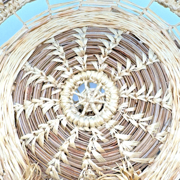 Woven Wicker Wire Napkin Mail Holder Pine Needle Vintage 60s Boho 6" - Picture 5 of 11